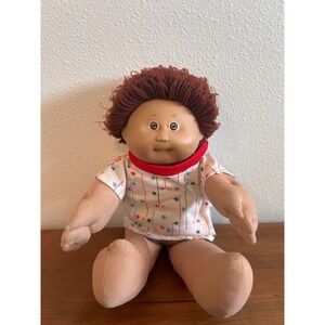 Vintage Cabbage Patch Kids Doll Brown Yarn Hair Star Shirt Xavier Roberts 1980s